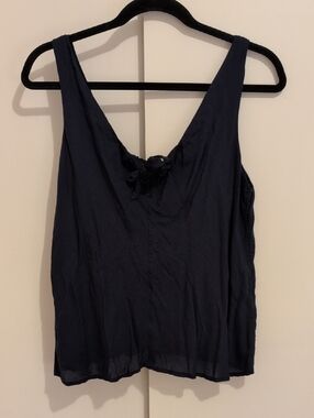 Maeve Navy Verena Tie Front Tank Top Size Small Anthropologie Modal Top